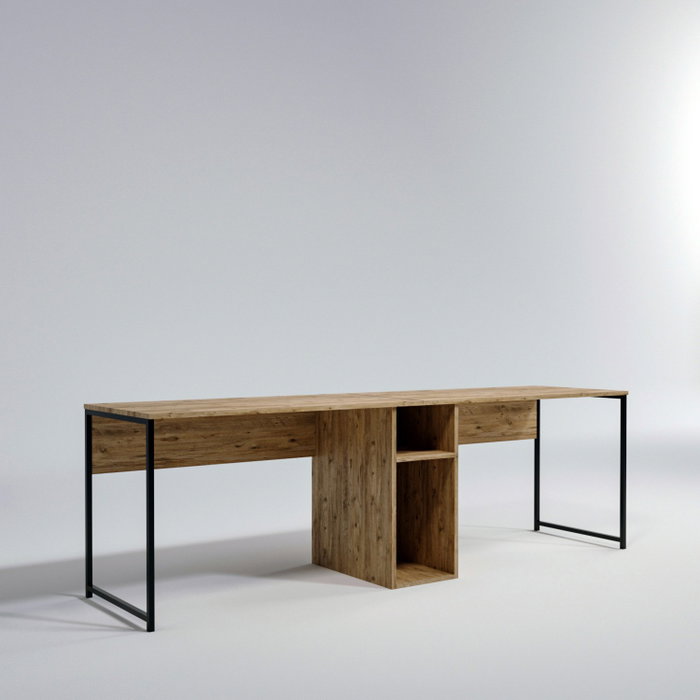 Hanah Home Mesa de Estudio L196 Roble Tablero Partículas Melamina 240x74x60 cm